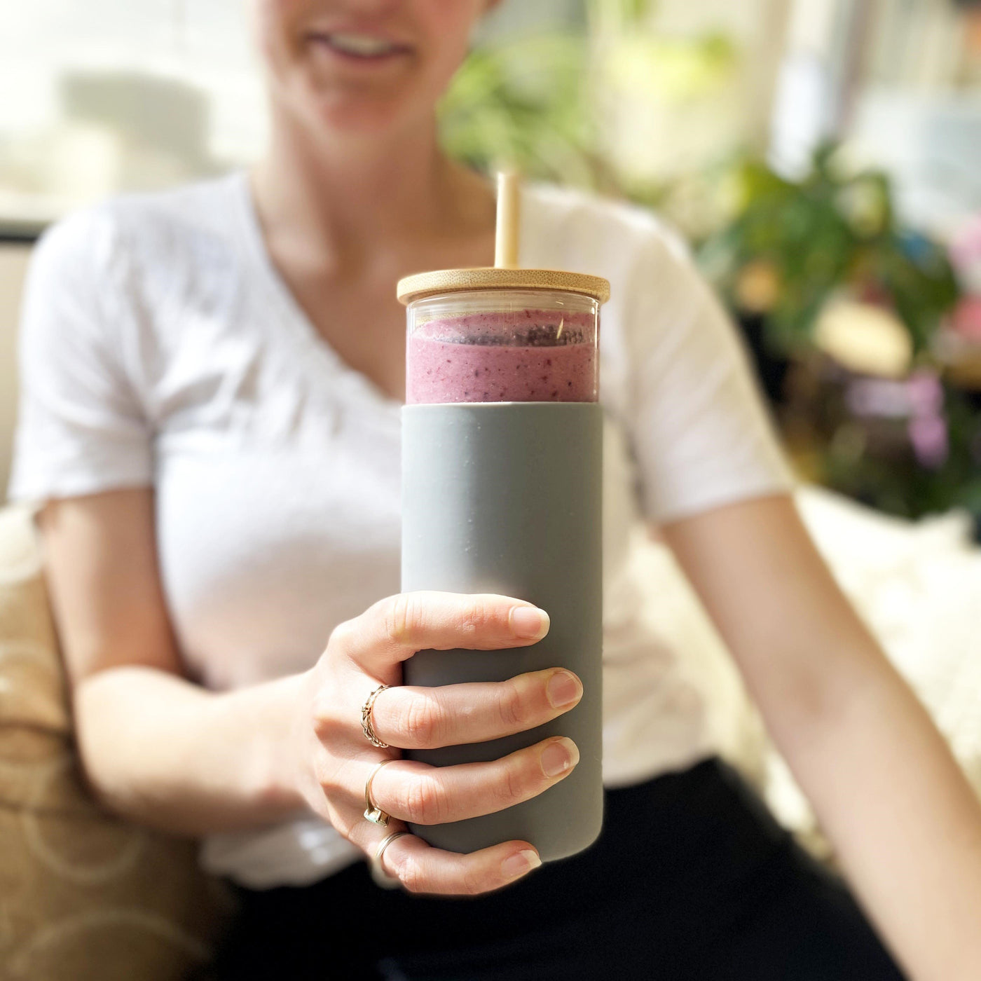 Reusable Glass Smoothie Tumbler